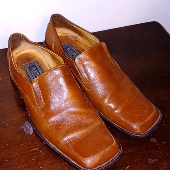 BORGESI Beverly Hills Collection Brown Leather Square Toe Dress Shoes, 9 - Picture 2 of 9